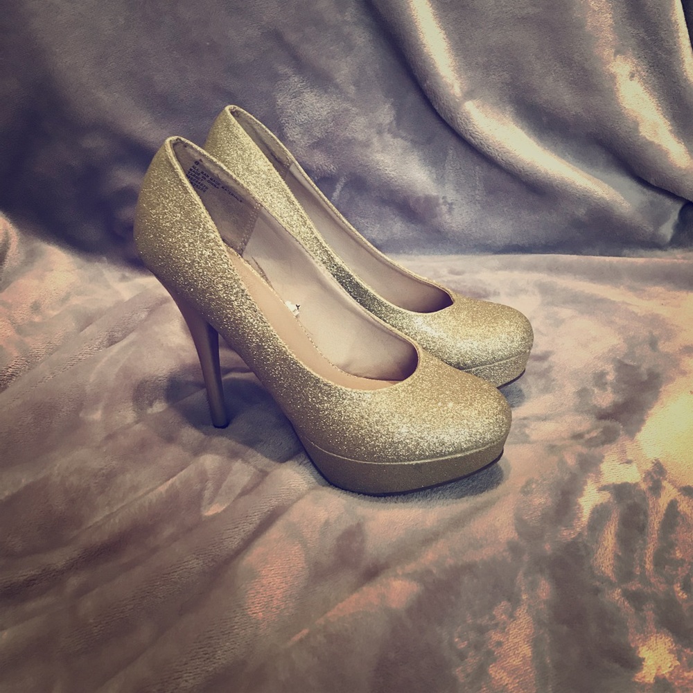 Gold Glitter Platform Heels